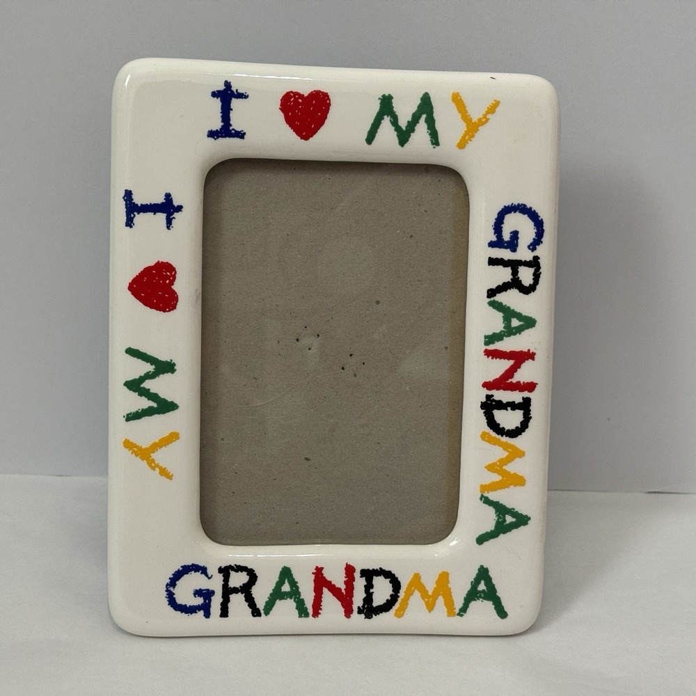 I Love My Grandma Colorful‎ Ceramic Picture Frame Holds 4x6 Photo